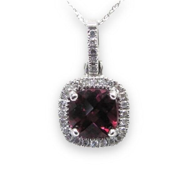 Ladies Rhodolite Garnet and Diamond Pendant