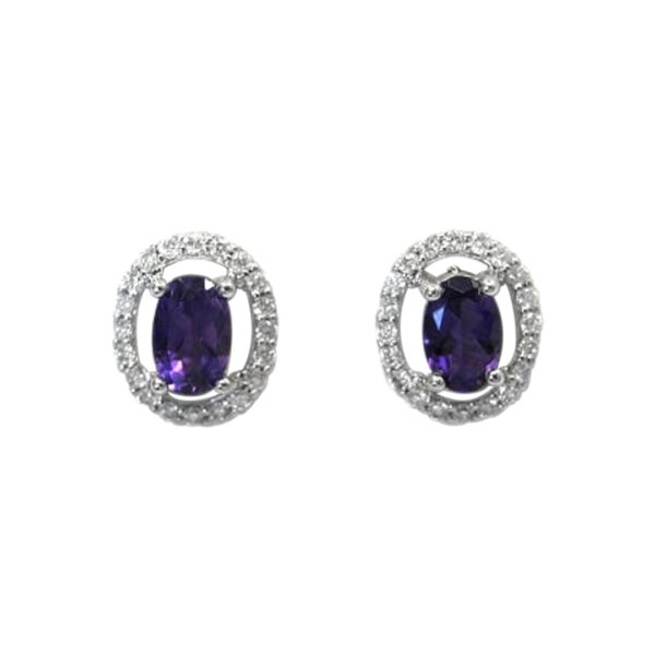 Ladies Diamond and Amethyst Earrings