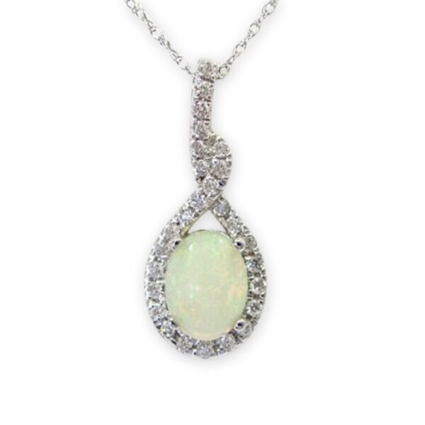 Ladies Opal and Diamond Pendant