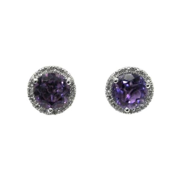 Ladies Diamond and Amethyst Earrings