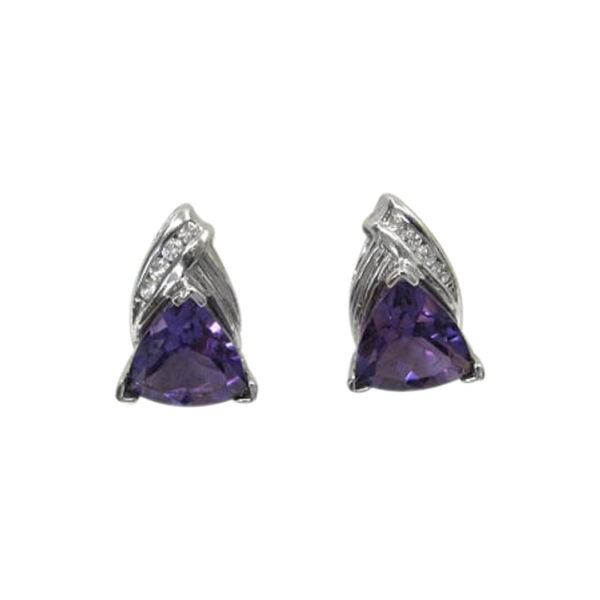 Ladies Diamond and Amethyst Earrings