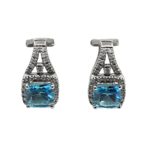 Ladies Diamond and Blue Topaz Earrings