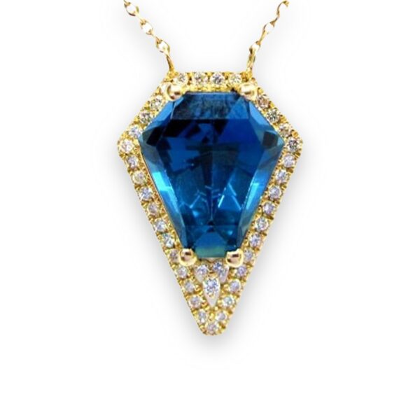 Ladies Blue Topaz and Diamond Pendant