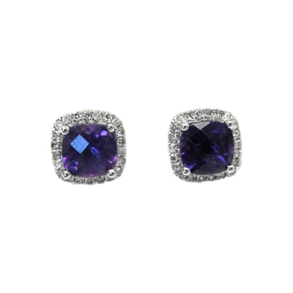 Ladies Diamond and Amethyst Earrings