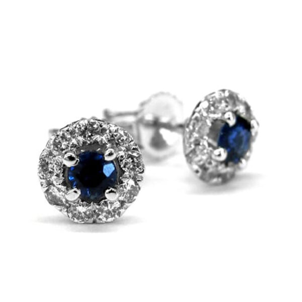 Ladies Diamond and Blue Sapphire Earrings