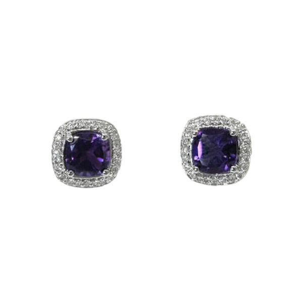 Ladies Diamond and Amethyst Earrings