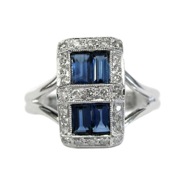 Ladies Diamond and Blue Sapphire Ring