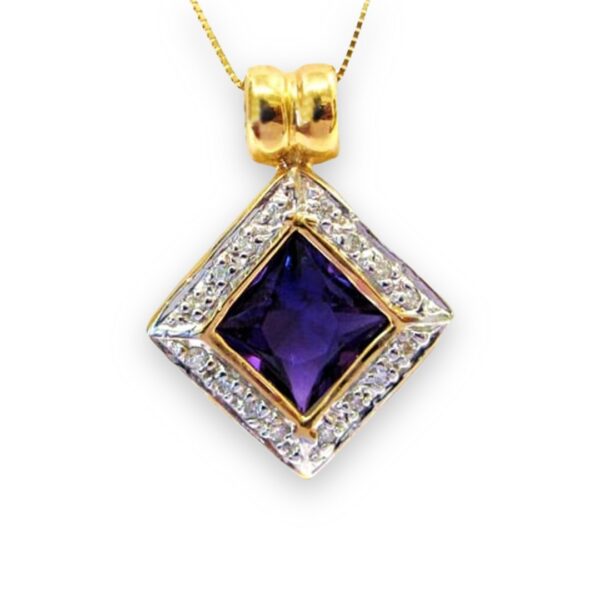 Ladies Amethyst and Diamond Pendant