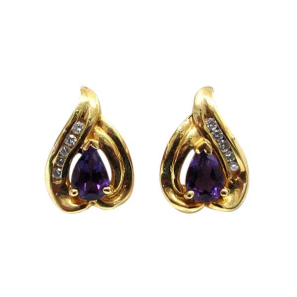 Ladies Diamond and Amethyst Earrings