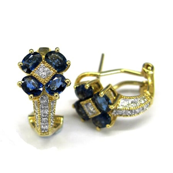 Ladies Diamond and Blue Sapphire Earrings