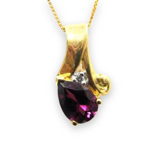 Ladies Rhodolite Garnet and Diamond Pendant