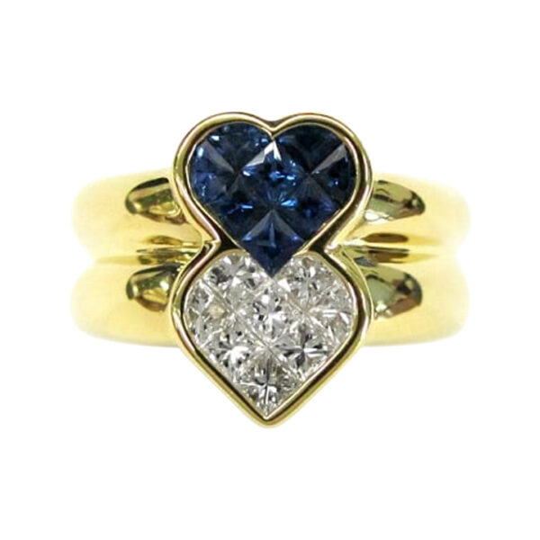 Ladies Diamond and Blue Sapphire Ring