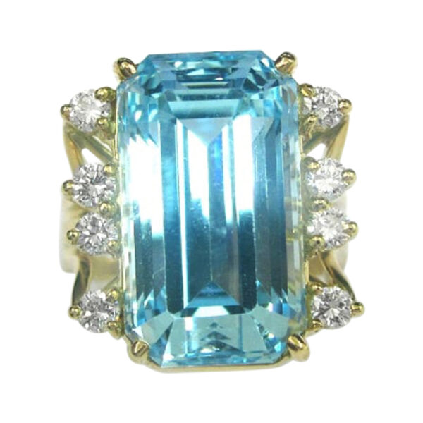 Ladies Diamond and Blue Topaz Ring - Image 2