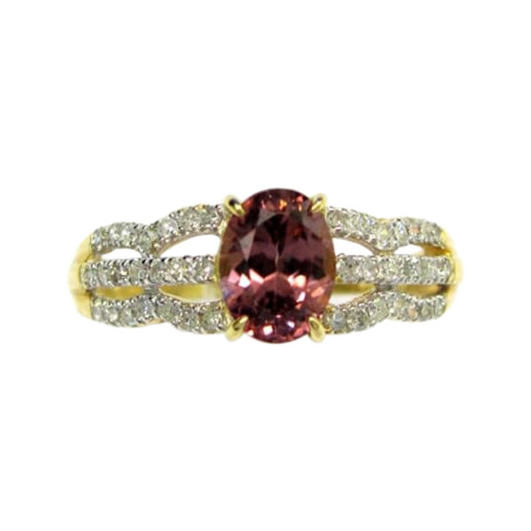 Ladies Pink Tourmaline and Diamond Ring - Image 2