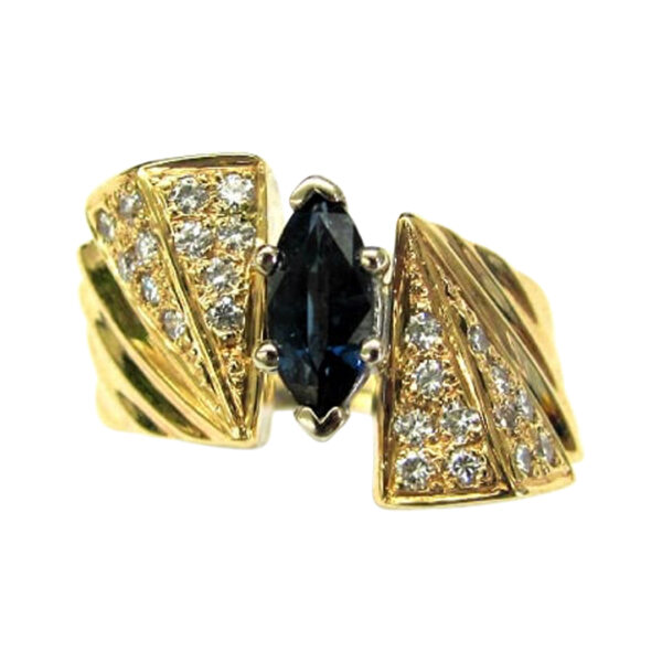 Ladies Diamond and Blue Sapphire Ring