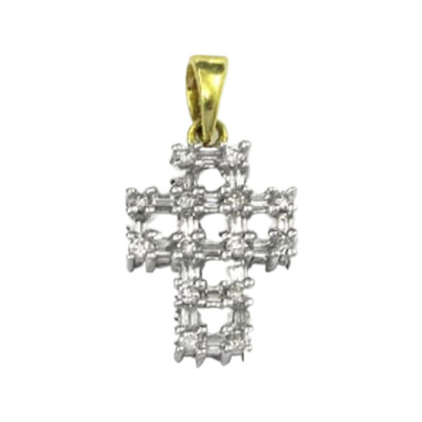 White and Yellow Gold Diamond Cross Pendant