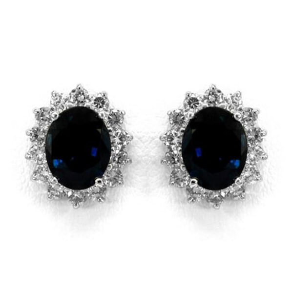 Ladies Diamond and Blue Sapphire Earrings