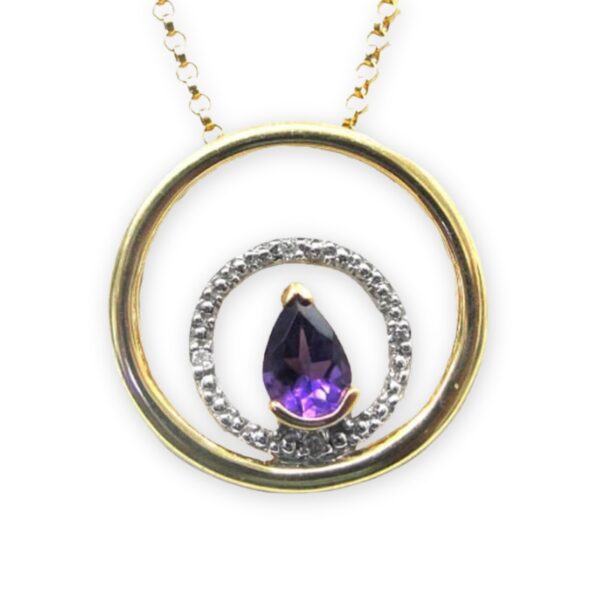 Ladies Amethyst and Diamond Pendant