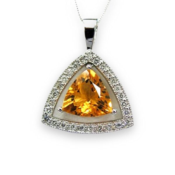 Ladies Citrine And Diamond Pendant