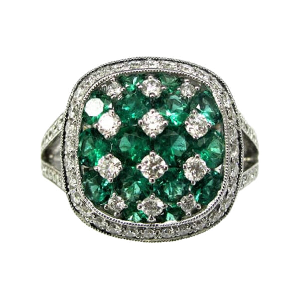 Ladies Diamond and Emerald Ring